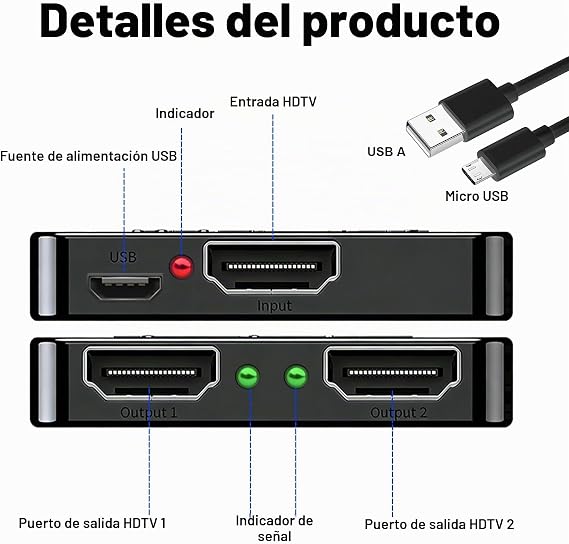 HDMI Splitter 1 Input 2 Out HDM Splitter 1 to 2 Way