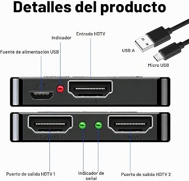 HDMI Splitter 1 Input 2 Out HDM Splitter 1 to 2 Way