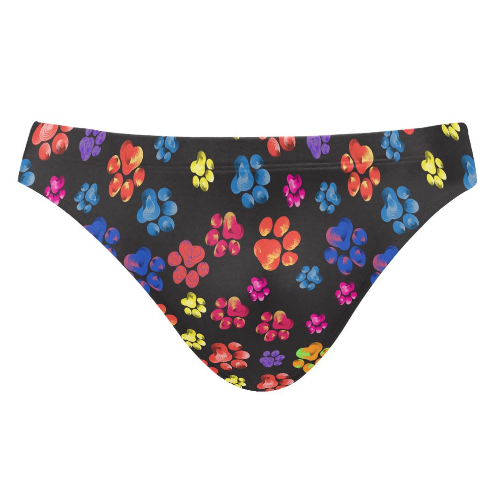 JHKKU Men's Dog Paw Print Swim Briefs Sexy Bikini Swimwear Quick Dry Swimsuit with Drawstring L