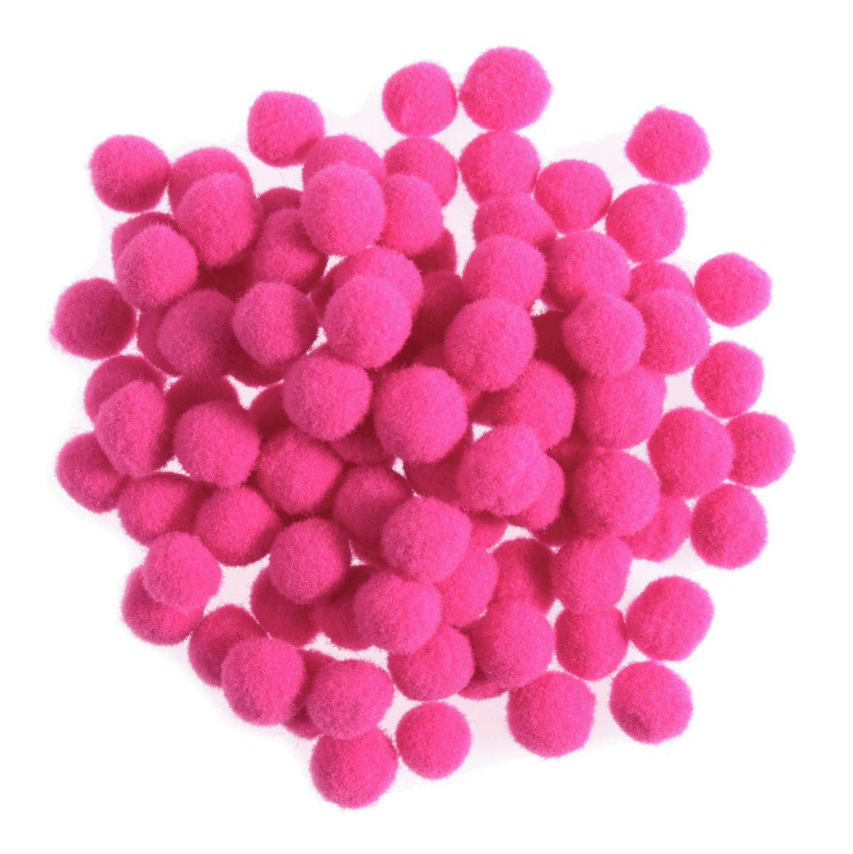 DISC - DISC -SALE - 100 Bright Pink 7mm Craft Pom Poms