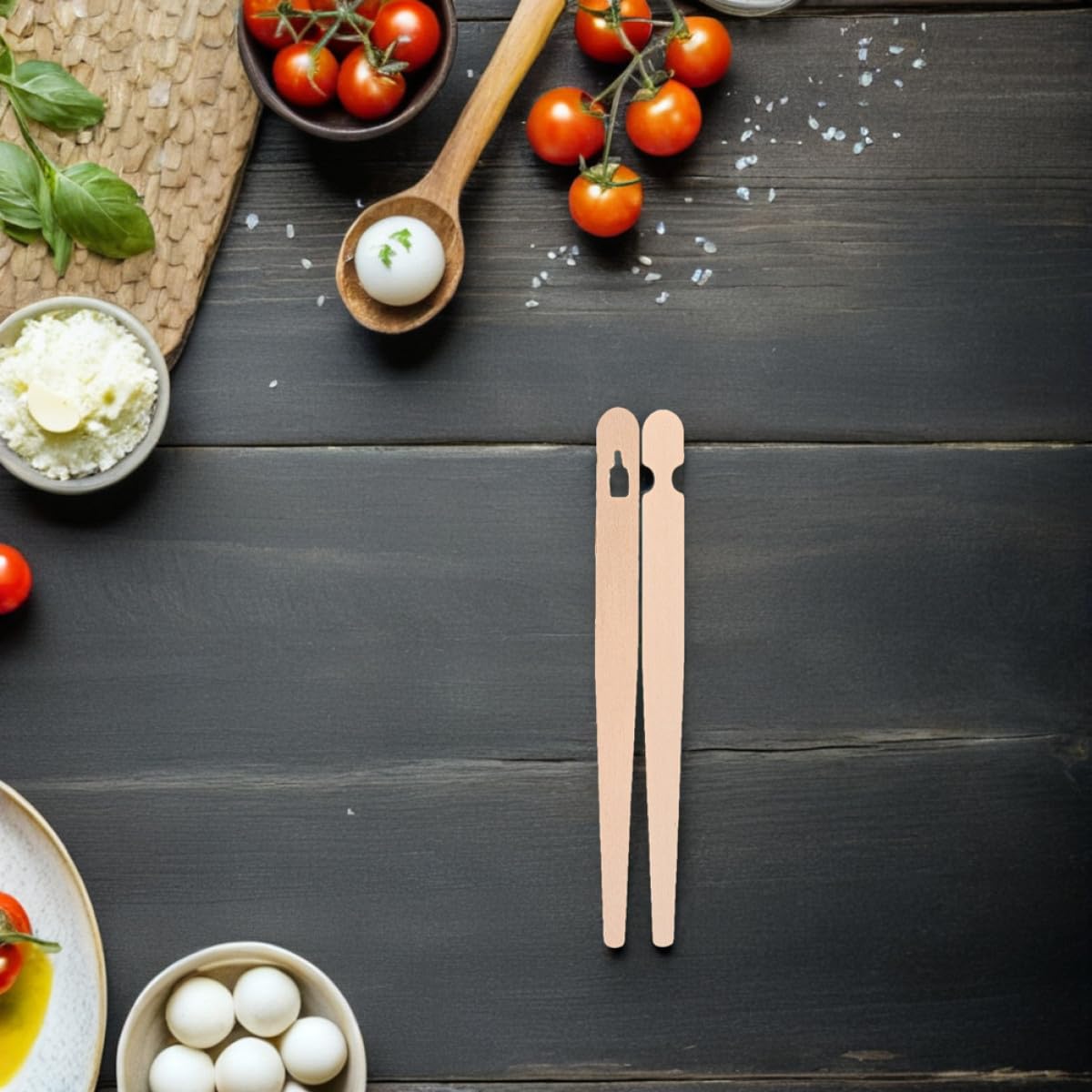 ABOOFAN 200 Paires Pinces Cuisine en Bois Khaki pour Petits Apéritifs et Snacks, Design Plat Élégant, Prise Facile Antidérapante, Usage Quotidien et Repas Variés