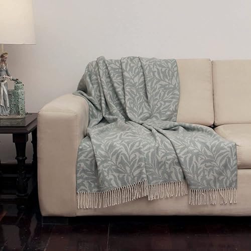 Miniatura 4 de Floral Garden - Manta 100% lana de alpaca tejida a mano, suave y cálido, diseño floral de 65 x 65 pulgadas (verde salviamarfil)