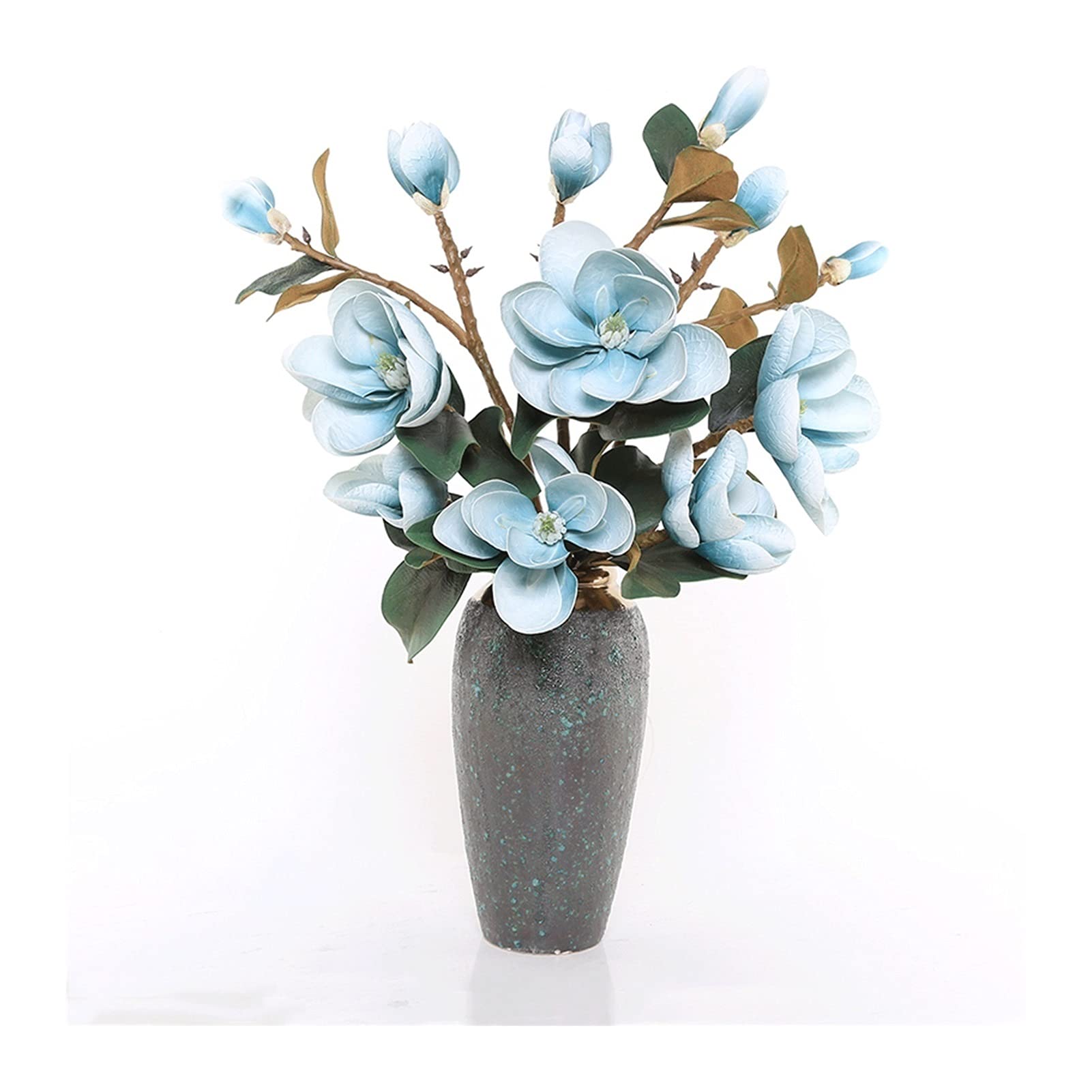 IUokLU Artificial Orchid Flowers,Potted Butterfly Orchid, Artificial Flowers 38.22Inch Artificial Flower Bouquet,Large Faux Flower Arrangement,Artificial Orchid with Vase,Decoration (Grey Q)