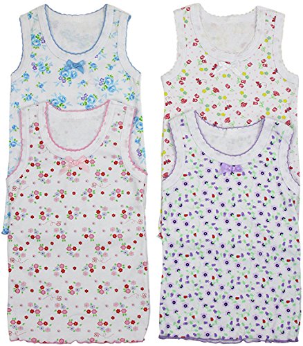 Image of ToBeInStyle Girl's 4 Item Pack 100% Cotton Tank Tops or Spaghetti Strap Camisole Soft Undershirts