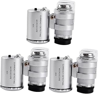 3pcs pocket magnifying glass jewelry magnifying glass jewelry loupes Microscope magnifier pocket microscope for adults hand microscope with lights currency LED