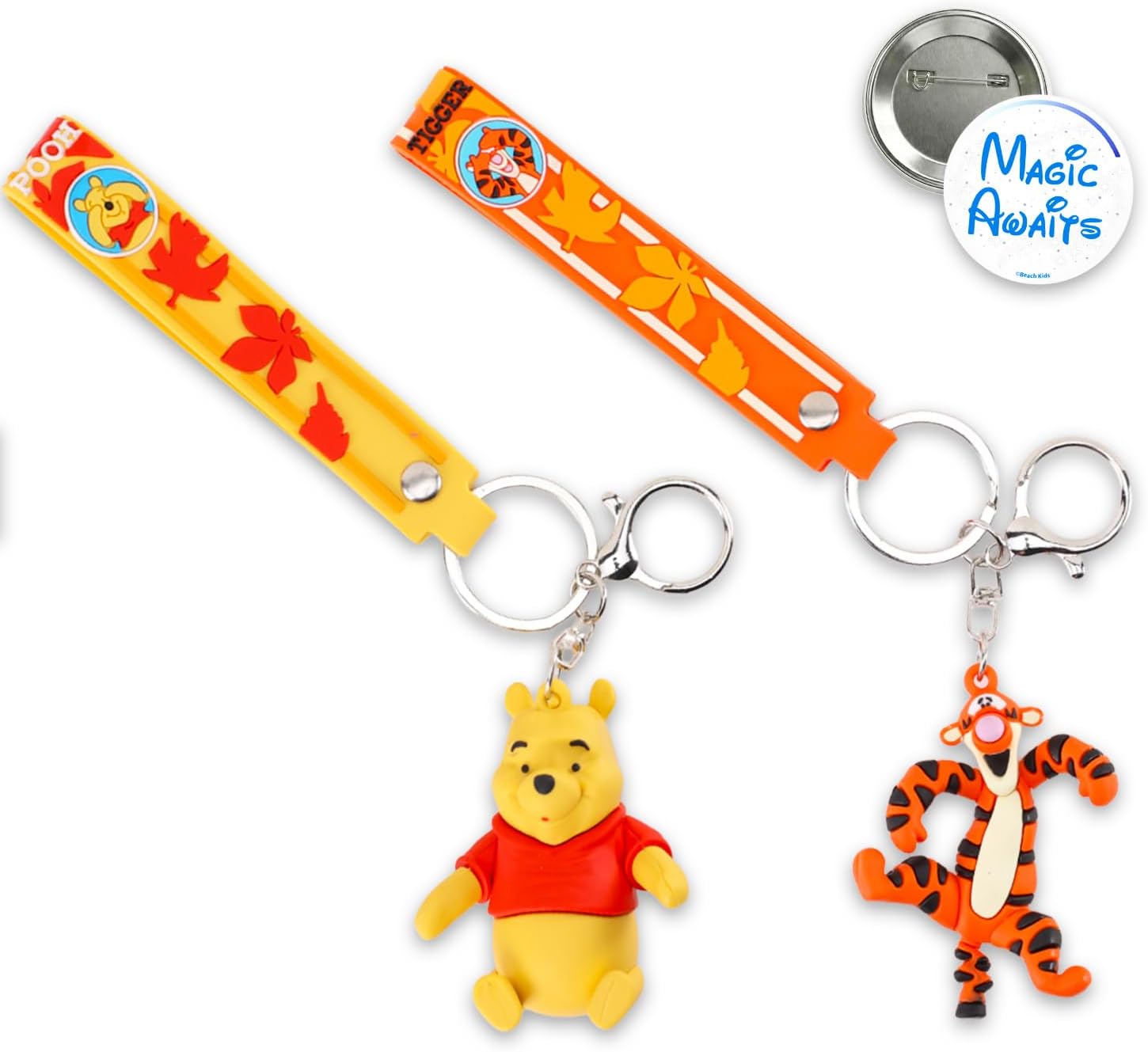 Disney Winnie the Pooh Keychain 2 Pc Bundle - 3D Figures w/Strap