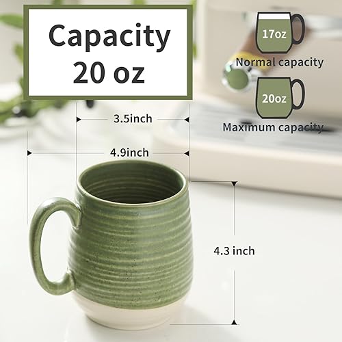 Miniatura 56 de Hasense Juego de 2 tazas de café de 20 onzas, tazas de café de cerámica, taza de té grande con mango cómodo, juego de tazas de café negras