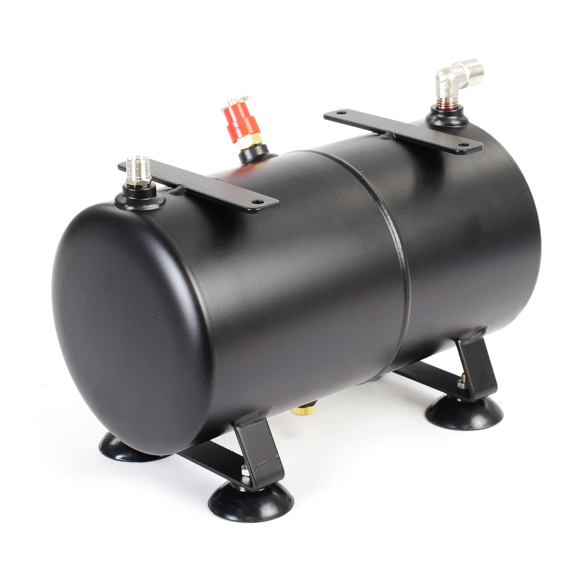 Wiltec 3 L Drucktank für Airbrush Kompressor AS186, 3x 9,52 mm IG, 1x 12,91 mm IG, bis 4 bar, Druckbehälter Ersatzteil, Airbrush Zubehör