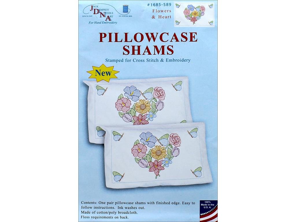 Jack Dempsey JDN1685.589 Pillowcase Sham Flowers & Hearts Pillowcase Sham Flowers&Hearts