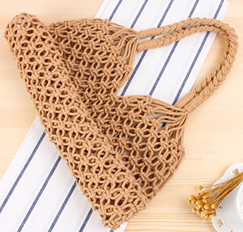 Image of Beach Bag Tote Braided Handbag Women String Bag Summer Hobo Bag Travel Bag