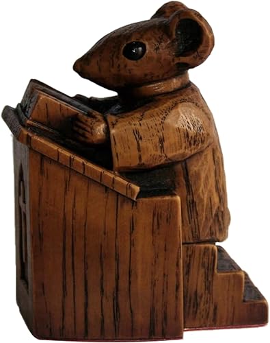 Miniatura 7 de Yuhoo Estatua de ratón de iglesia, ratón de iglesia de madera en el púlpito, figura coleccionable para decoración de escritorio del hogar y la