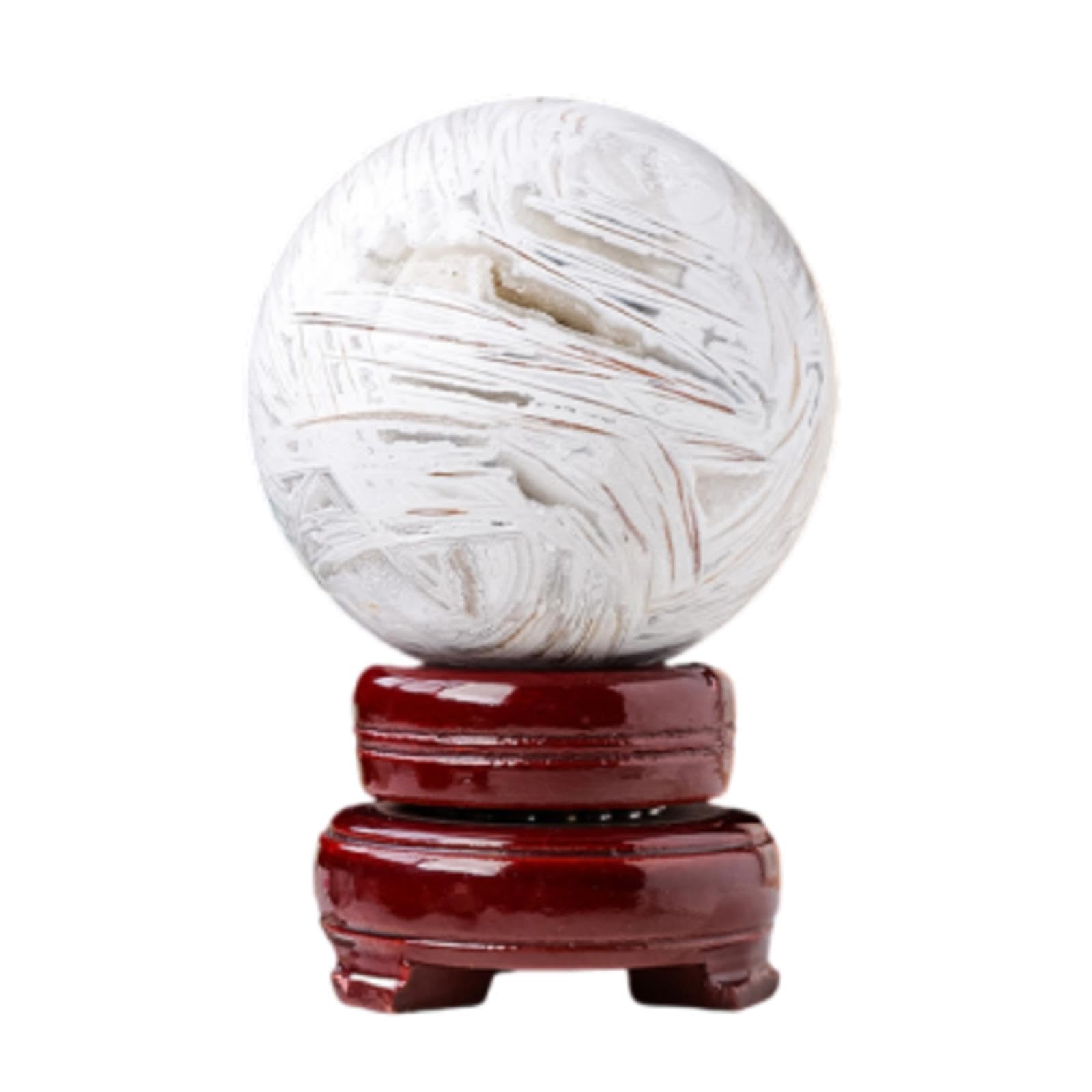 ICXLPMC White Crazy Agate Crystal Ball raw Stone Polished cave Home Decoration Ornaments,75~80mm