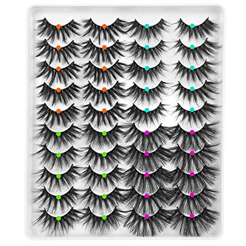 20 Pairs 4 Styles Mixed False Eyelashes 20MM Fluffy Lashes Pack FANXITON Dramatic Fake Lashes 3D Mink Volume Faux Lashes