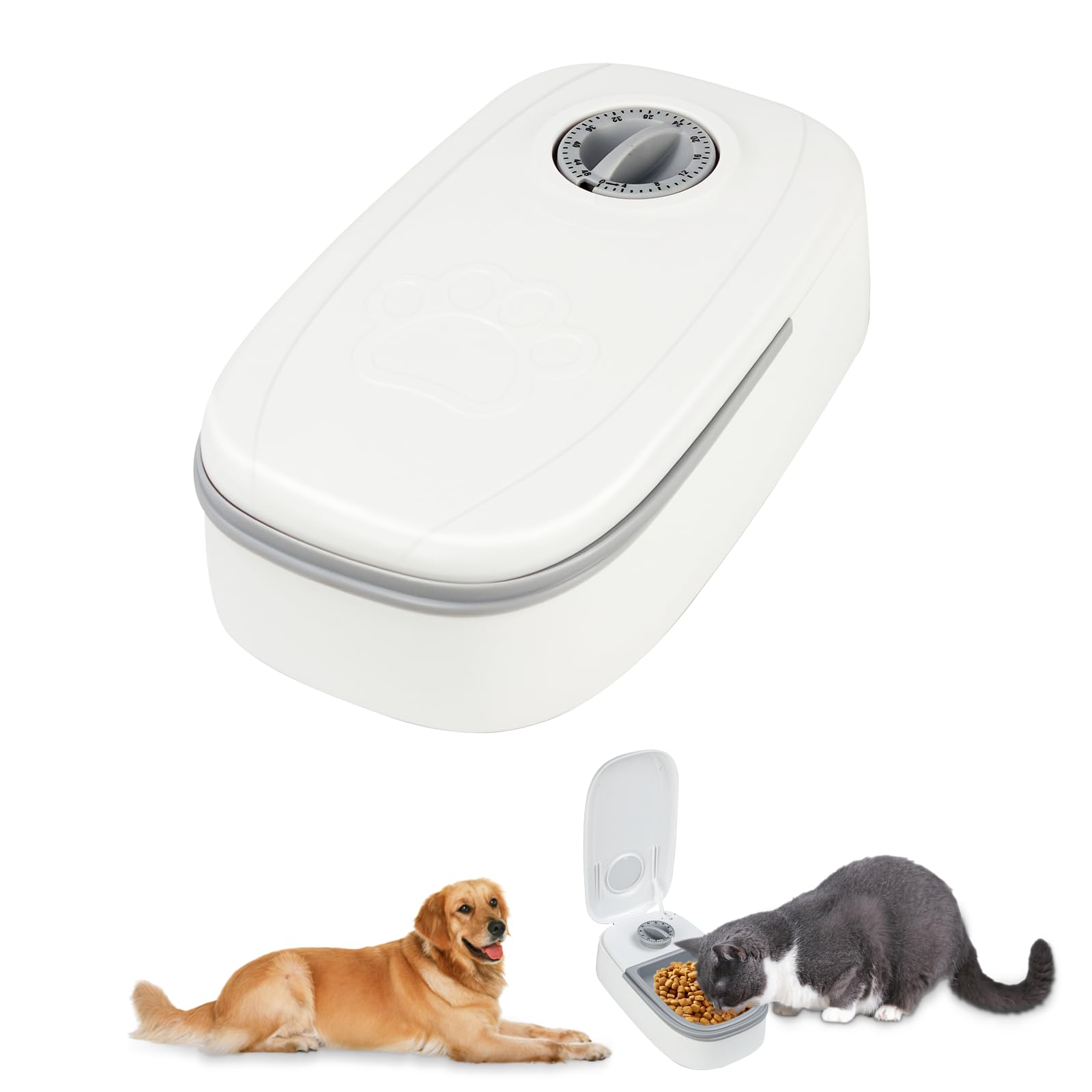 48 Hours Automatic Pet Feeder with Timer - Timer Automatic Feeders for Cats and Dogs, 350ml Cat Food Dispenser Automatic Open (Grey)