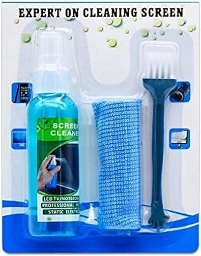SWAPKART 3 in 1 Screen Cleaning Kit with Brush and Micro Cloth for PC, laptops, LCD led mobiles,TV and Other Electronics(100 ML), Blue, (AZ-01)…
