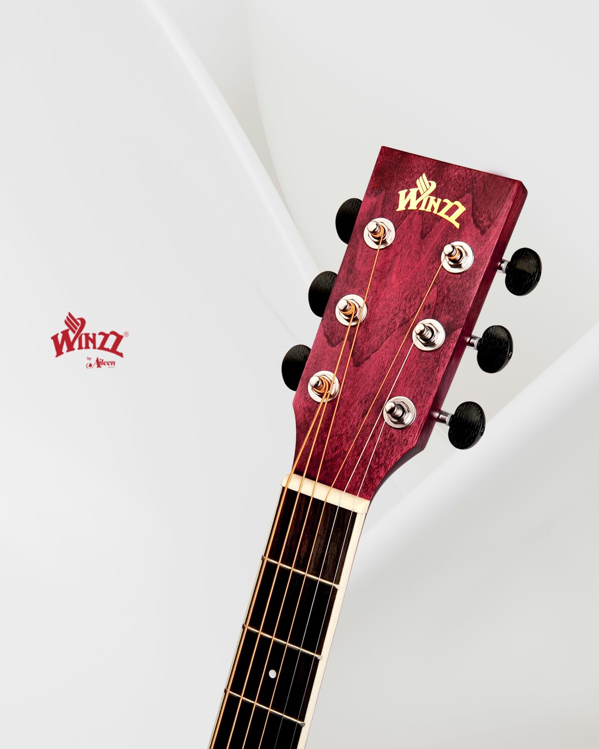 Winzz Guitare Acoustique Adulte, Guitare Folk Débutant, Guitare Country et Folk (Rouge, Cordes d'Acier, 40 Pouces)