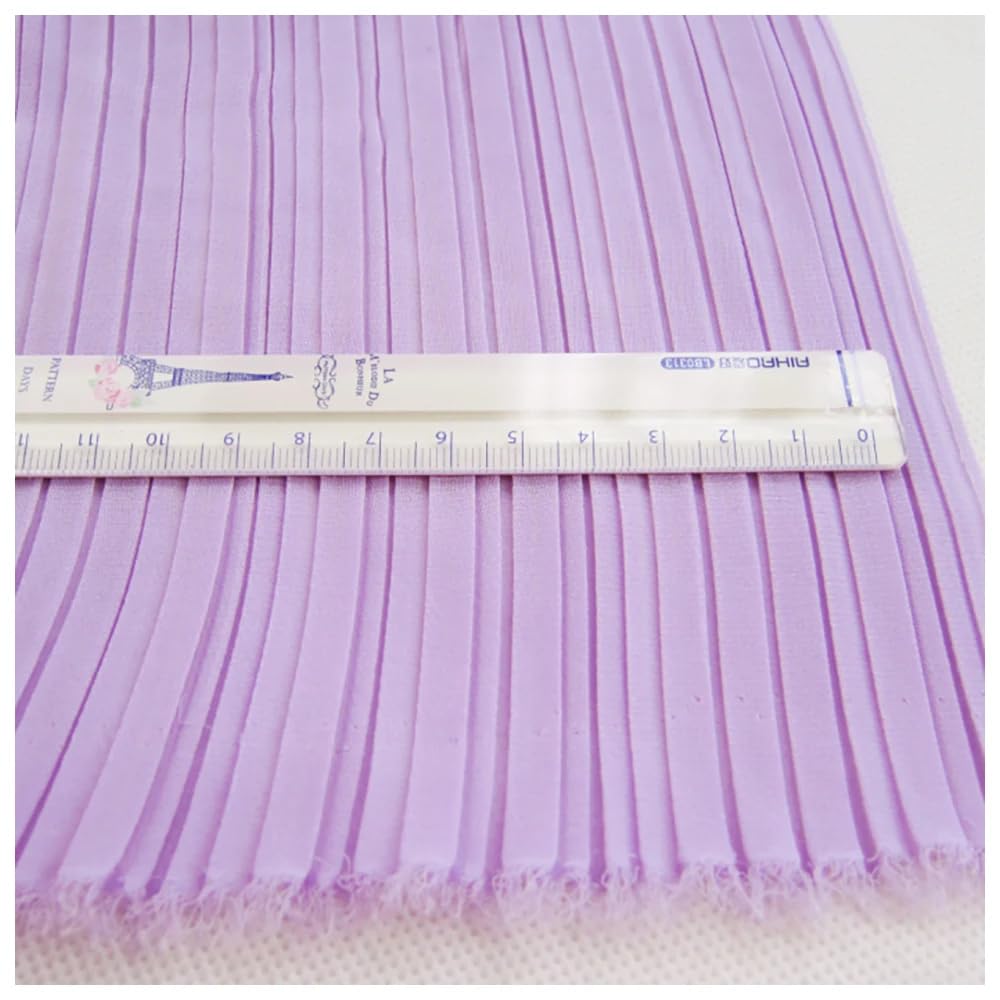 Tejido de gasa perlada plisada, Tela de gasa plisada con volantes y perlas for costura vestidos, multicolor, 0,5/3 metros, 59 pulgadas(White9,Straighten 0.5 meter)