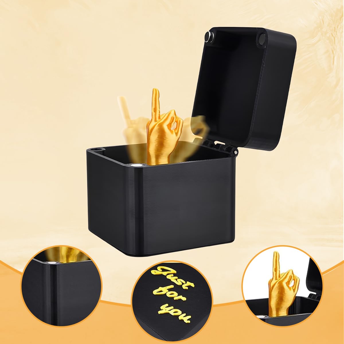 Middle Finger in A Box,Middle Finger Surprise Gift Box Funny Novelty Prank Pop Up Gifts for April Fool's Day Decoration and Gift for Adult (Black) - Image 3