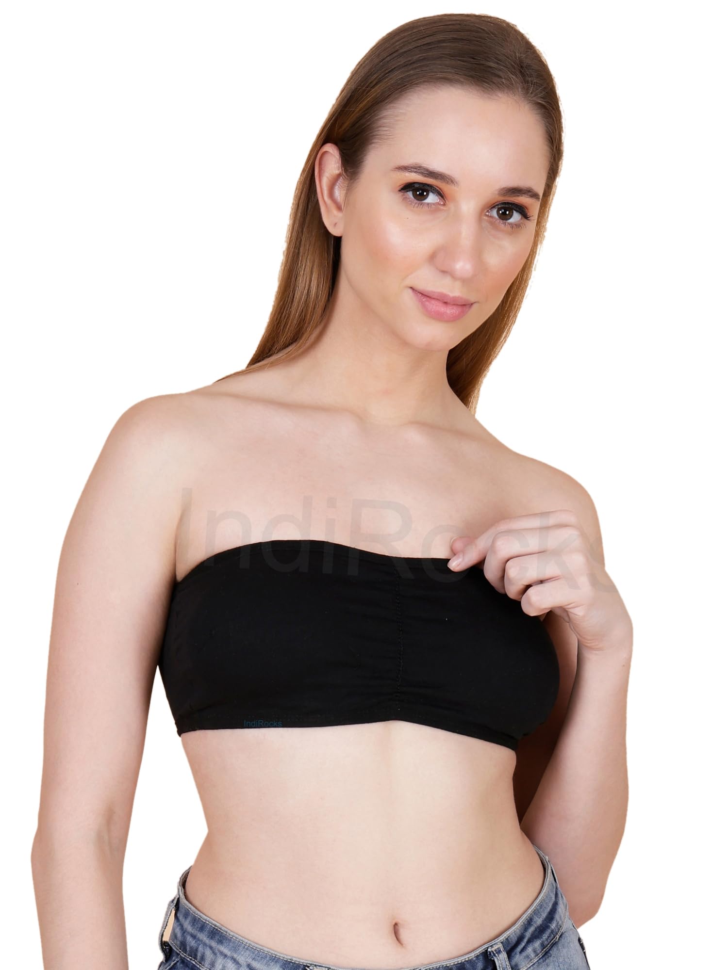 indirocks Women's Sports Bandeau Tube Top Bra Strapless Wireless Padded Seamless Stretchy Bralettes-picture-24