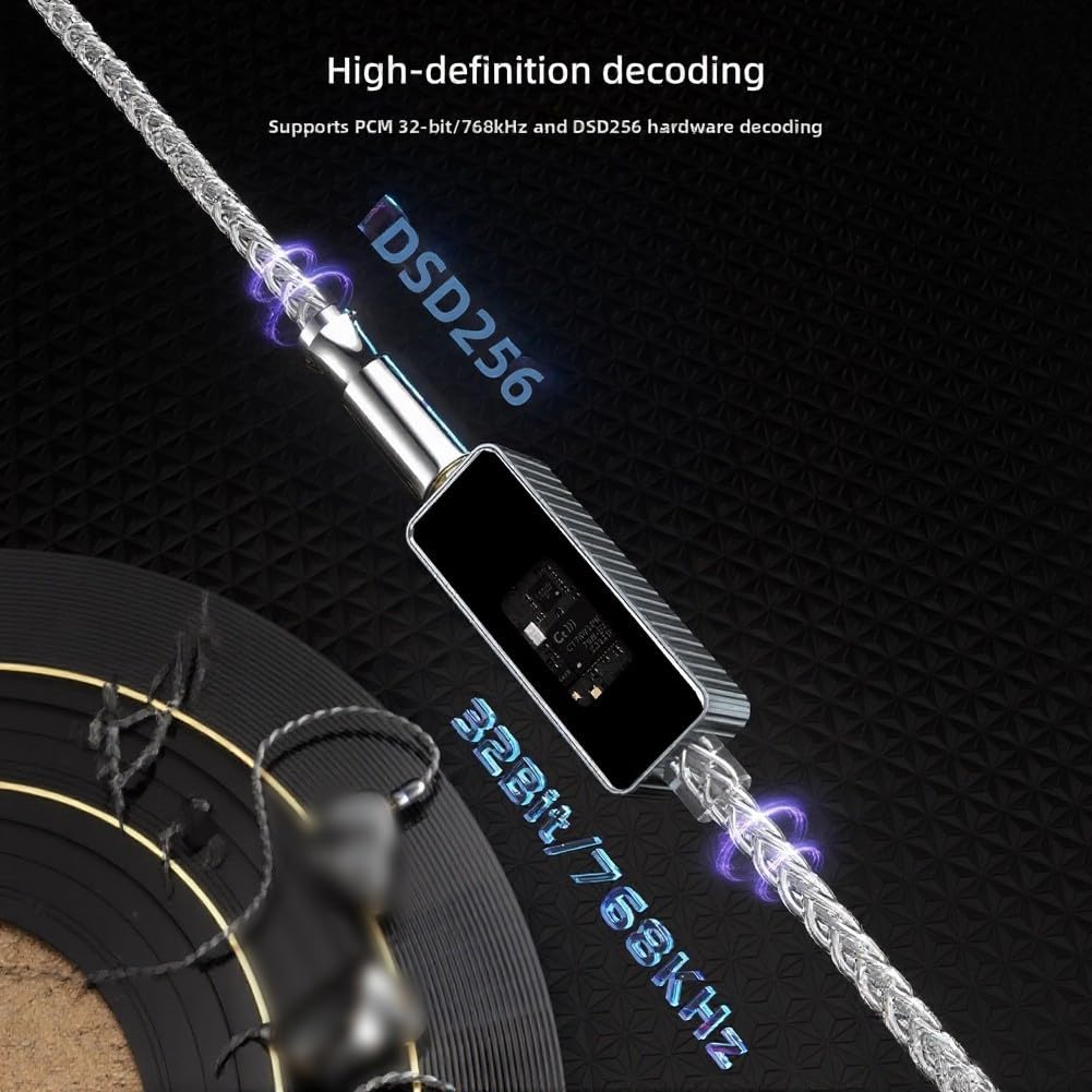 Decodificatore audio, cuffie HiFi portatili con uscita da tipo C a 3,5 mm, 384 kHz DSD256 per tutti i dispositivi (verde)
