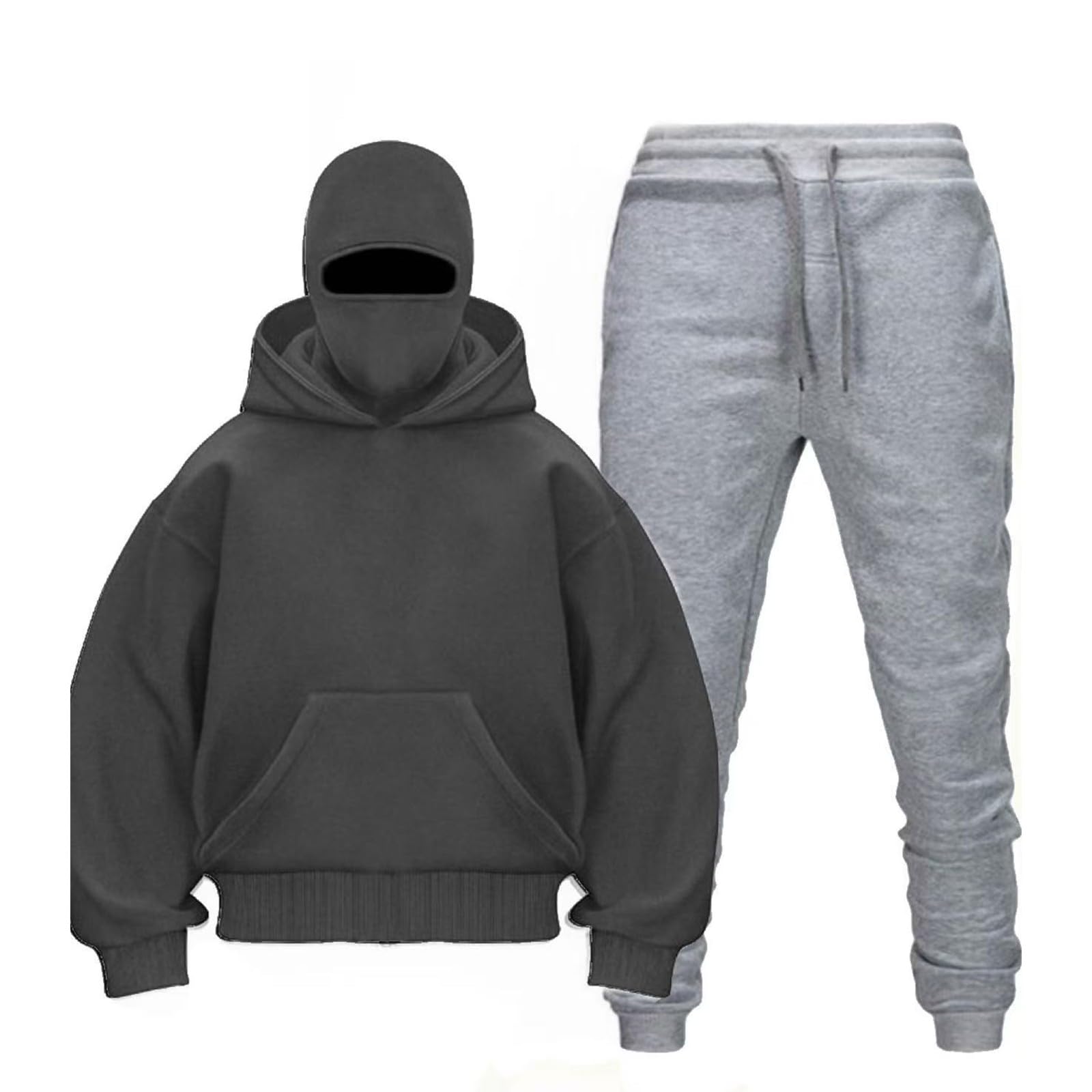 Conjunto de chándal para hombre, conjunto de invierno, chic e informal, chándal con capucha, confort diario, atuendo otoño, invierno, cálido, ropa descontratada deporte trabajo