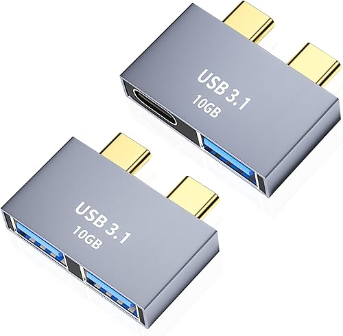 Miniatura 1 de AreMe Adaptador USB C para MacBook paquete de 2 Thunderbolt 3 a Dual USB 31 tipo C a USB C y USB A Extensor Soporte PD 100W 10Gbps Compatible con