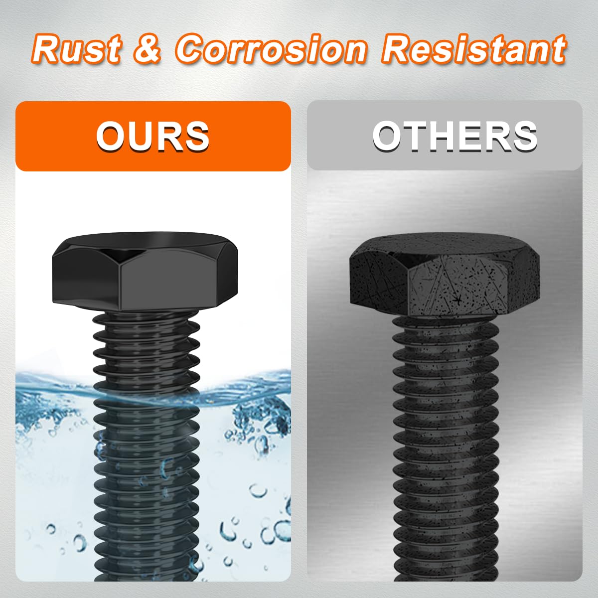 Edelstahl Sechskantkopfschrauben Schwarze Edelstahl-Sechskantkopfschrauben  (A2-70) – Größen M5, M6, M8, Längen 12-100mm, Nach DIN 933, Von Carbolts  Edelstahl 2 Mm