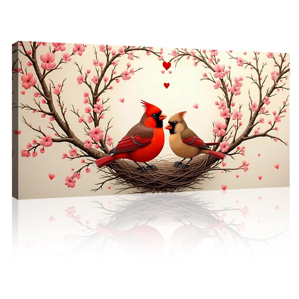 TAILORED CANVASES Cardinals 3D Bird Wall Art – Rustic Cardinal Decor for Indoor or Outdoor Display, Ready-to-Hang Canvas, Cardinal Gifts for Women,