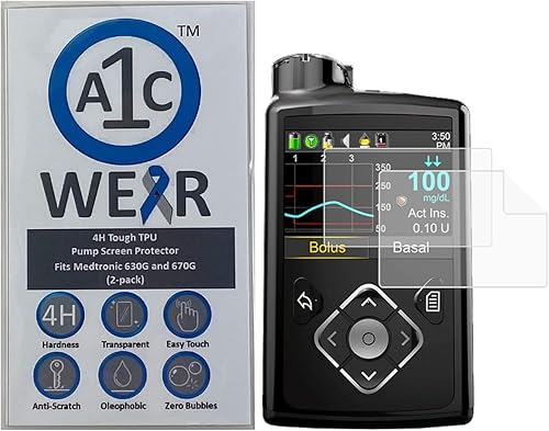 Protector de pantalla de TPU resistente 4H para bombas de insulina Medtronic 770G 780G 670G 640G 630G 620G - No se agrieta ni se astilla,