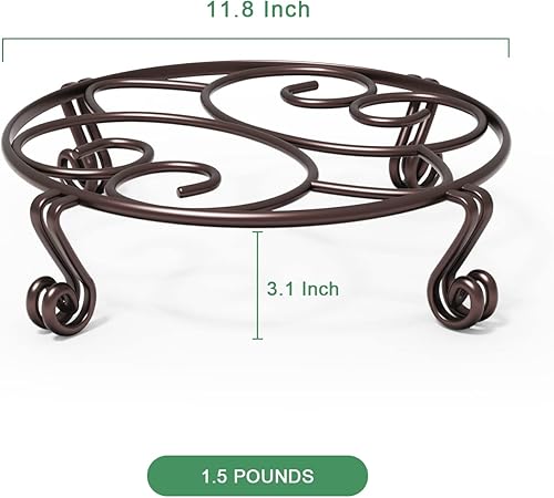 Miniatura 7 de Yimobra Paquete de 4 soportes para macetas resistentes para macetas para interiores y exteriores, metal a prueba de óxido, contenedor de jardín