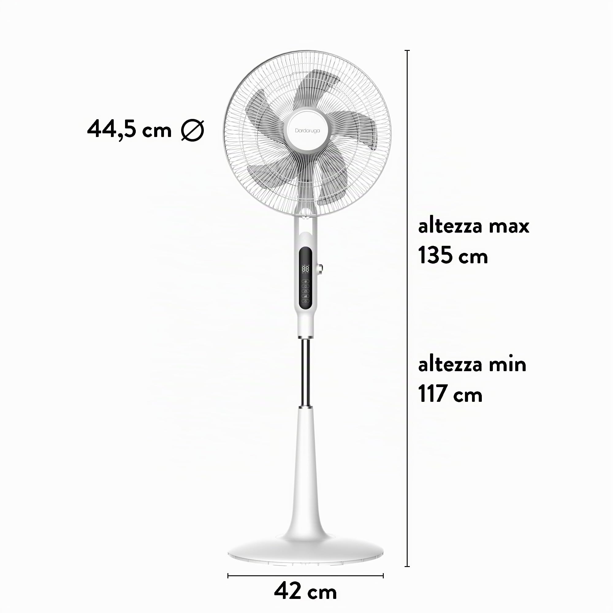 Ventilatore a Piantana Premium, Ultrasilenzioso, Touch Screen a sfioro, Night Mode, Antizanzare, Timer, Telecomando, Risparmio Energetico, Altezza Regolabile, Oscillazione, Design BIANCO