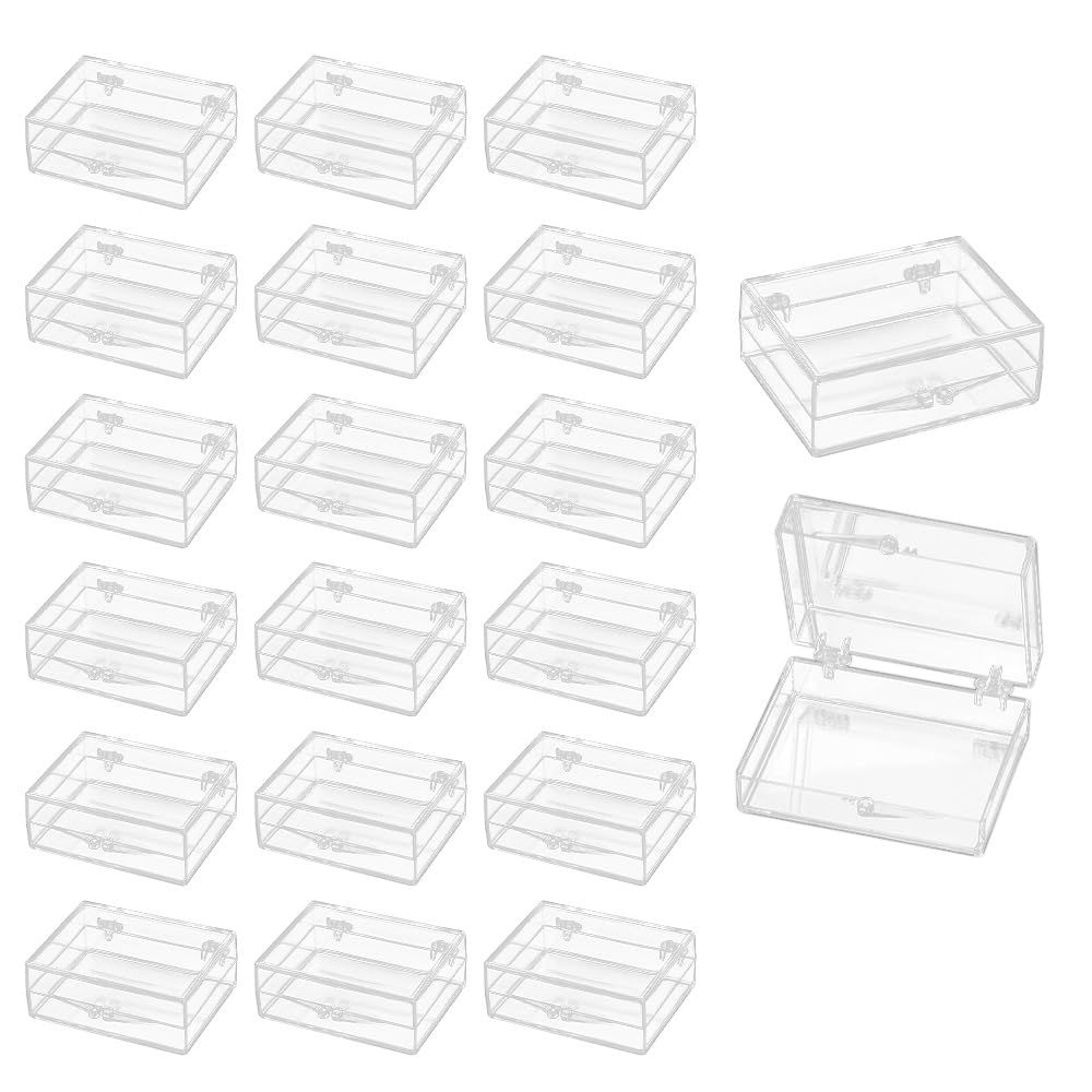 FEIHS 20 pcs Acrylic Box, Containers Storage Organizer,Transparent Dustproof Box,for storing sweets, jewellery, paper clips, stamps, cotton wool balls and similar items(Flip-style)