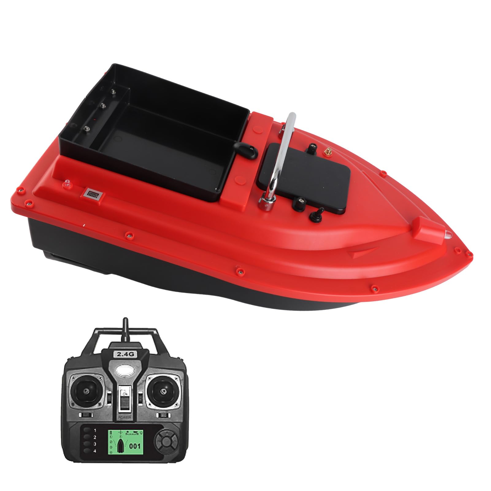 Kavolet Barca per esche da pesca telecomandata 500 m, carico 2 kg, con grande contenitore per esche automatiche, batteria ricaricabile da 12000 mAh