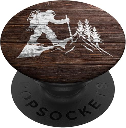 Bigfoot - Regalos de senderismo divertidos con diseño de madera para acampada  PopSockets agarre y soporte para teléfonos y tabletas