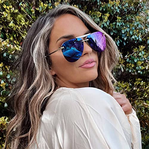 DIFF Tahoe | Designer Oversized Aviator Sunglasses for Women | UV400 Protection Gold Frames4