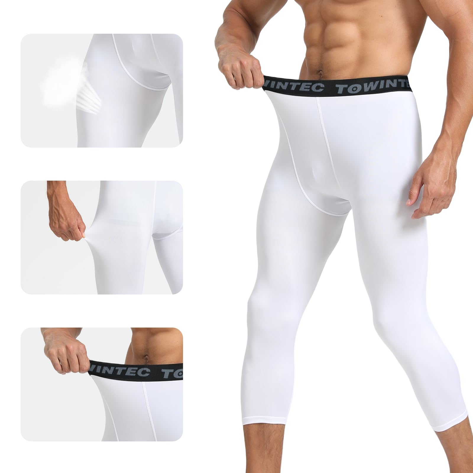 Mallas Hombre 3/4 Leggings de Compresión Entrenamiento Deporte Capa Base Transpirable