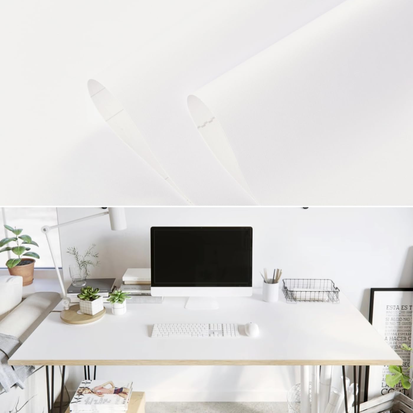 60cm×3m, Matt Finish White Vinyl Wrap for Furniture Stickers, White Vinyl Self Adhesive Sticky Back Plastic Roll, Refurbish Furniture with Contact Paper Self Adhesive Wallpaper for Worktop Cupboard