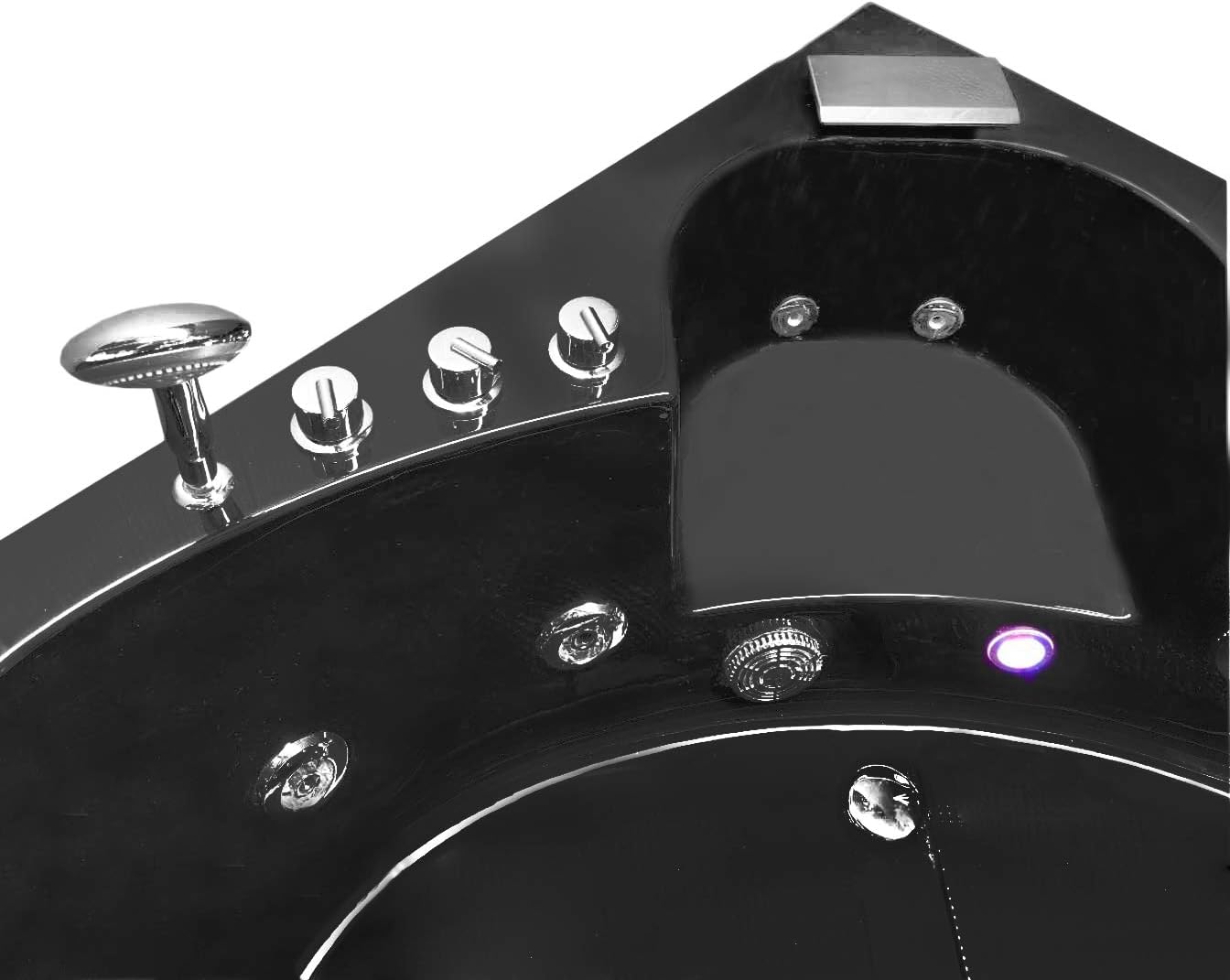 Whirlpool massage hydrotherapy Black corner bathtub hot tub 2 two person 59.05" DOLPHIN