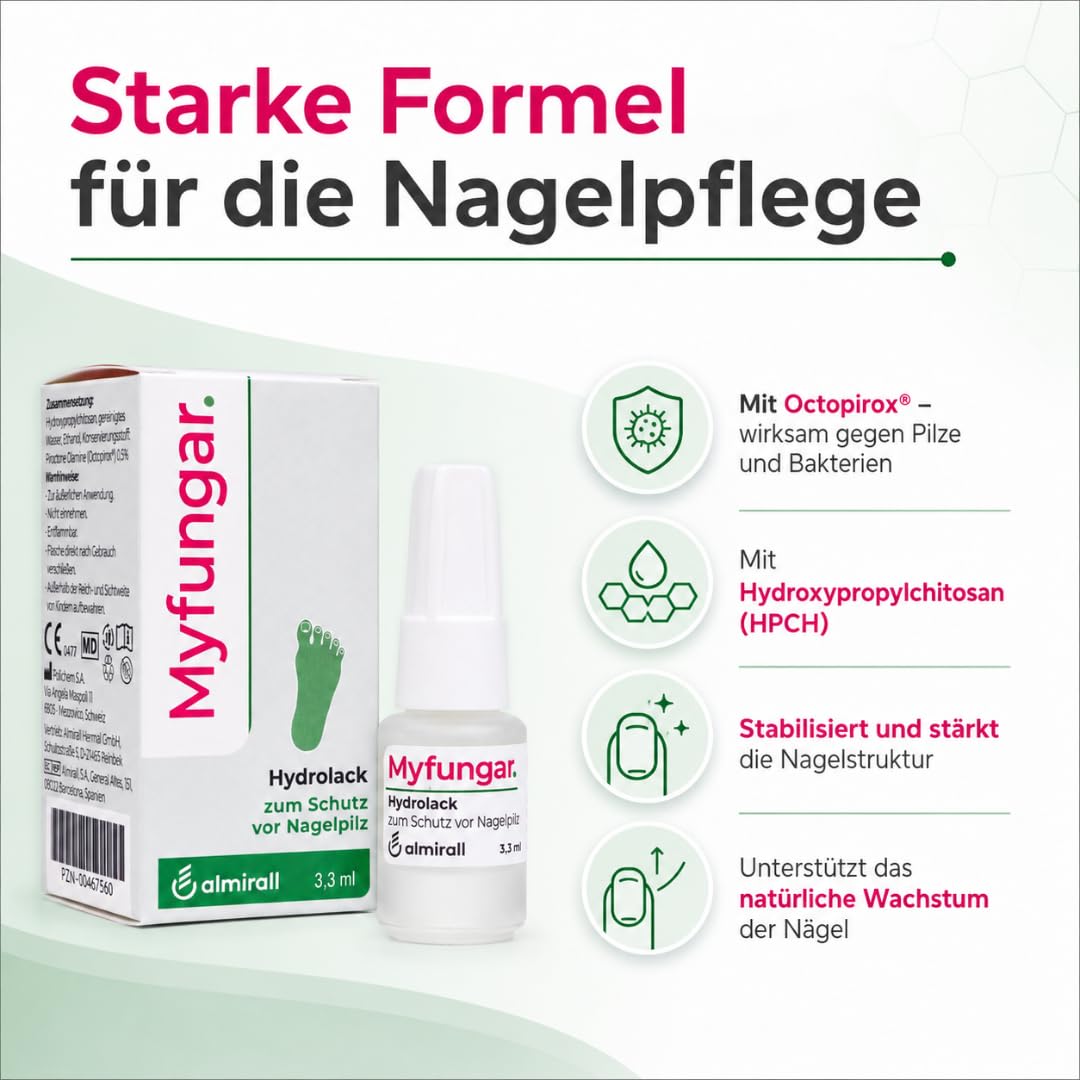 Hydrolack 3,3 ml I Nagellack für Fuß- & Fingernägel I mit Pharma Perle (2x) | täglich anwendbar, wasserlöslicher Schutzfilm, Nagelpflege