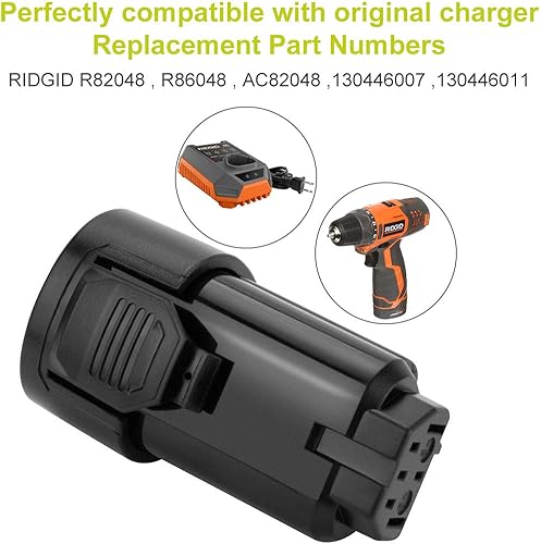 Miniatura 6 de Joiry Batería de 2.5Ah para 12V Ridgid Lithium Ion AC82049 R82048 R82049 130446011 Ridgid 12 Volt Taladro Herramientas
