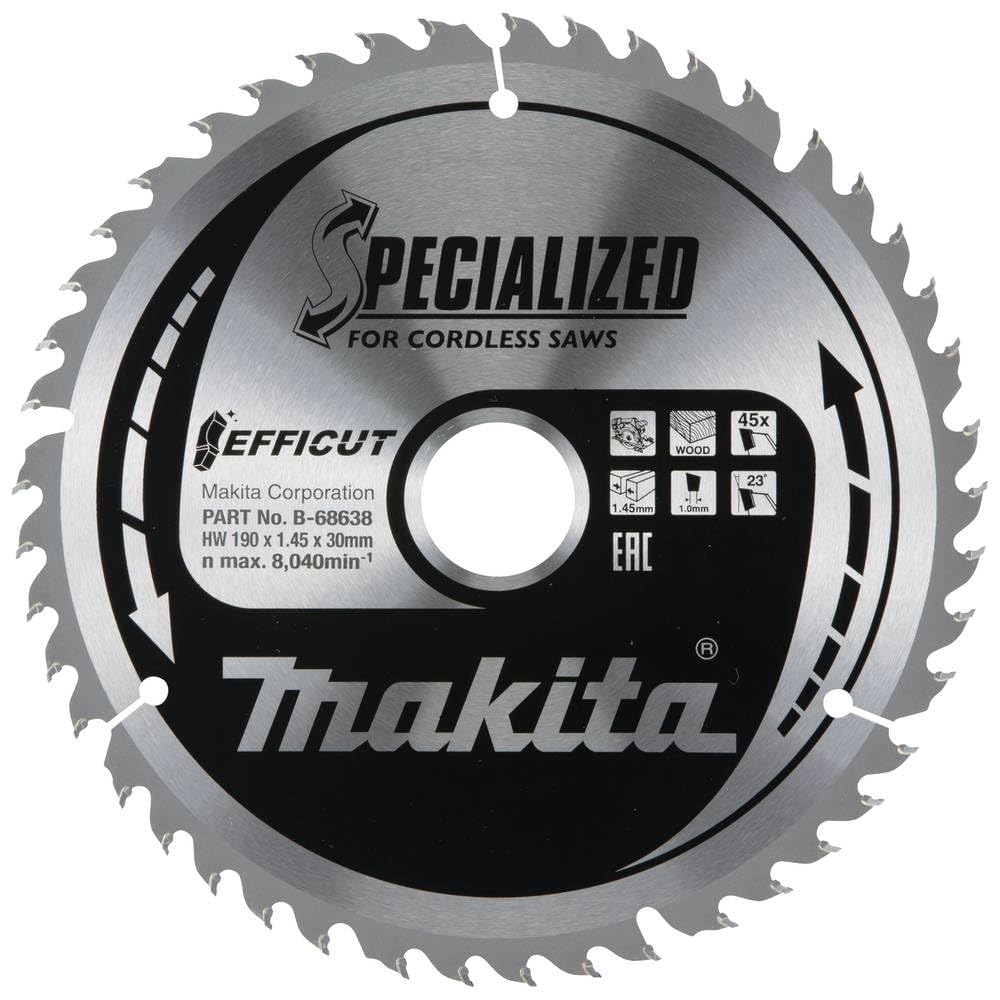 Makita Silver B-68638 Tct Efficut Saw Blade 190X30x45t