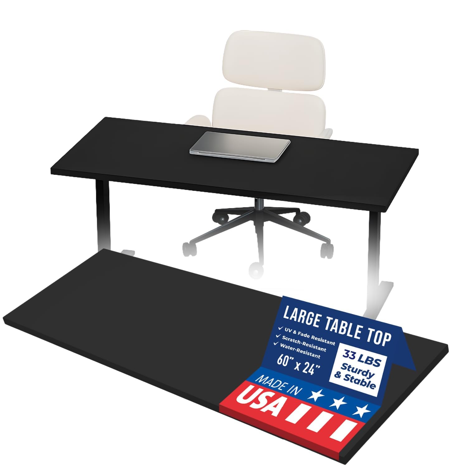 Photo 1 of OfficeSimpli 60 x 24 Inch Desk Top, Made in USA Replacement Table Top for Sit-to-Stand Adjustable Desk Frame, Countertop, Workbench for Classroom, Home and Office (Desk Top only) - Glacier White