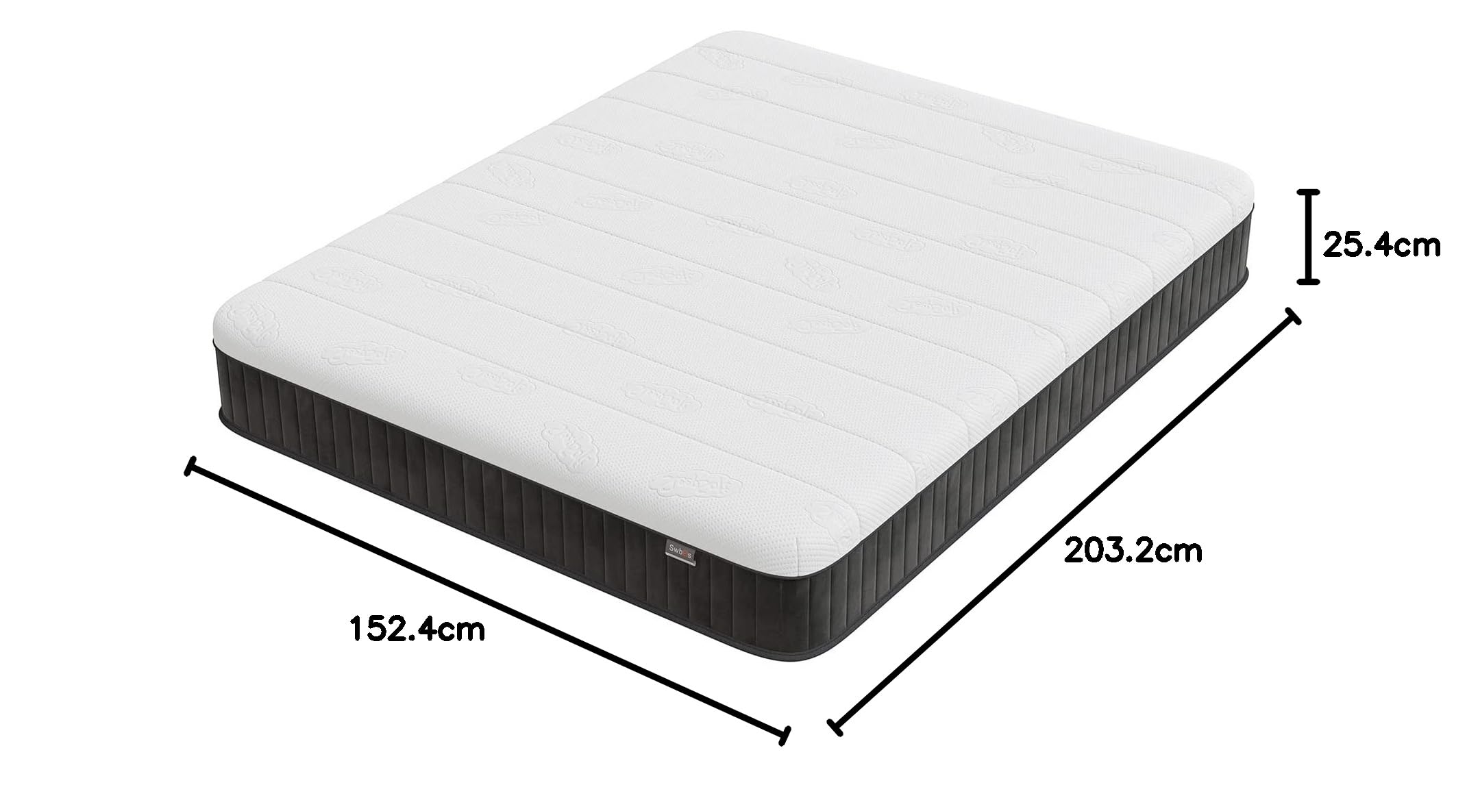 A queen-sized Swbvs 10-inch hybrid mattress, designed for comfort and support.