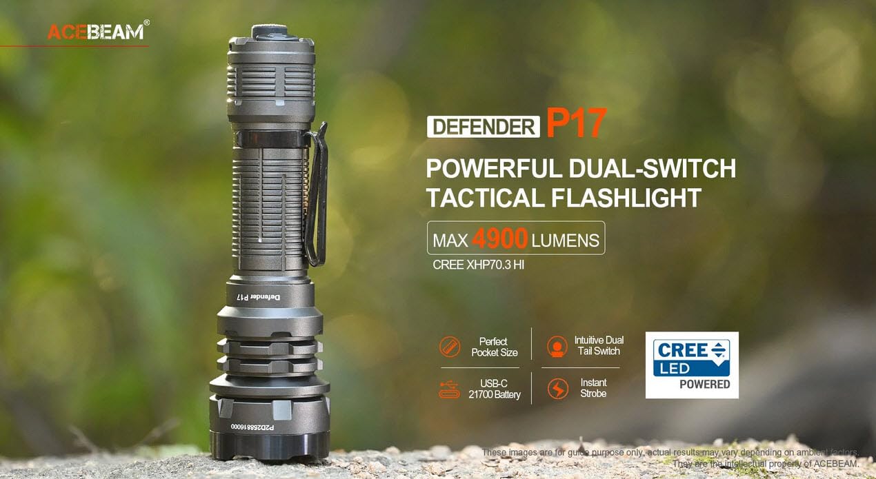 ACEBEAM Defender P17 C-ree XHP70.3 HI 6500K Rechargeable