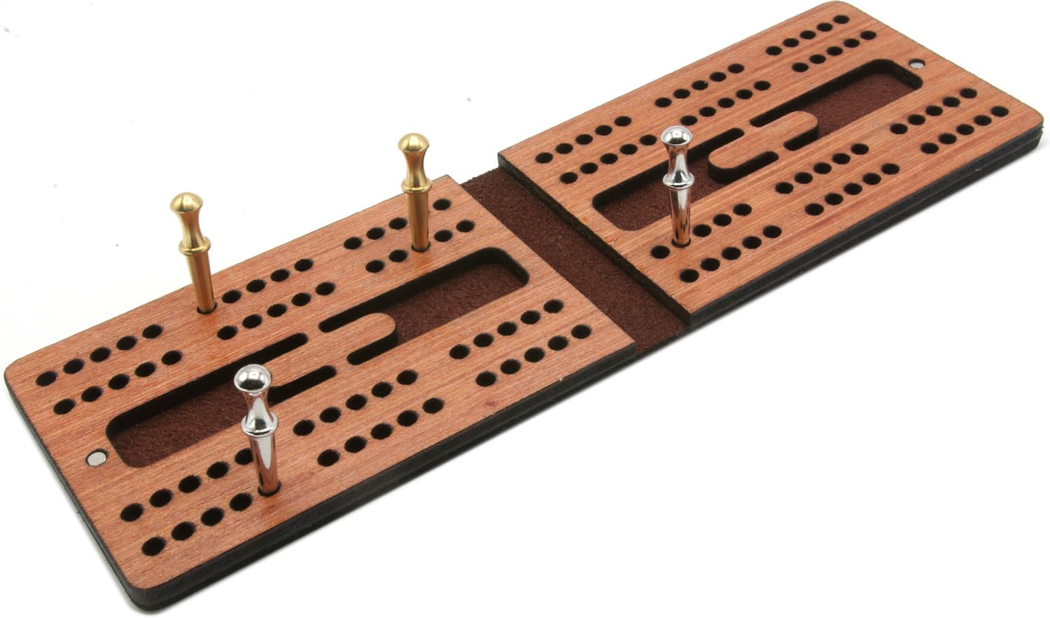 Brimtoy Leather and Mahogany folding cribbage board - Image 2
