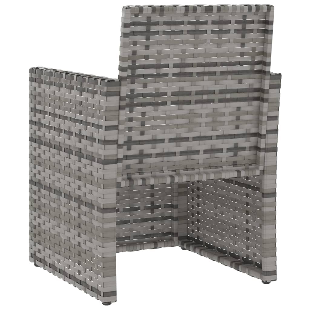 Poltrona da Giardino in Polyrattan Grigio con Cuscino | Sedia da esterno compatta con telaio in acciaio e morbida imbottitura per arredare balcone, terrazzo e portico.