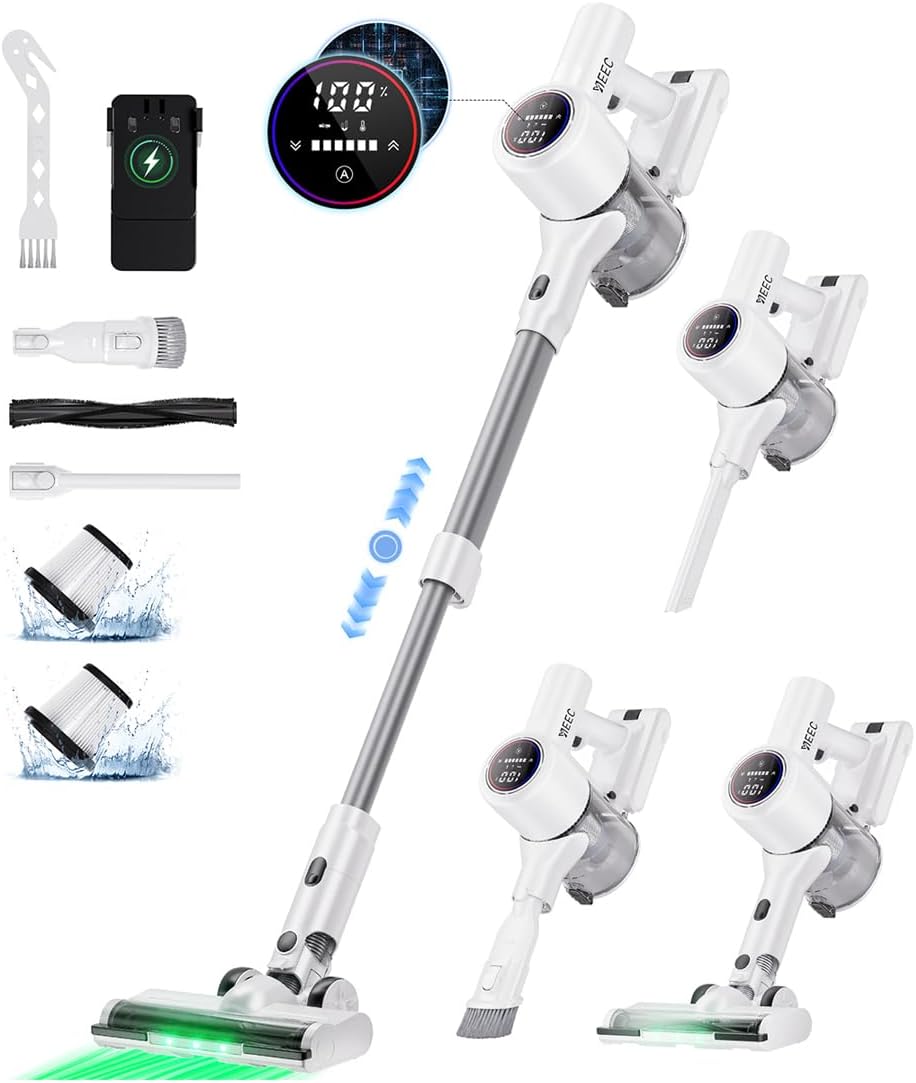 掃除機 コードレス【史上初の革新!AI汚れ自動検知&65Kpa真の強力吸引&革新版グリーンLEDライト&65分連続稼働&自立式&2in1充電スタンド&次世代LED液晶ディスプレイ】YIEEC コードレス掃除機 軽量 サイクロン 絡まないヘッド 伸縮パイプ 550W 3段吸引力 HEPA多重濾過着脱式バッテリー フロア/カーペット/カーテン/ソファ/本棚/車に PSE認証済み 3年保証 Amazonで販売中 掃除機 コードレス【史上初の革新!AI汚れ自動検知&65Kpa真の強力吸引&革新版グリーンLEDライト&65分連続稼働&自立式&2in1充電スタンド&次世代LED液晶ディスプレイ】YIEEC コードレス掃除機 軽量 サイクロン 絡まないヘッド 伸縮パイプ 550W 3段吸引力 HEPA多重濾過着脱式バッテリー フロア/カーペット/カーテン/ソファ/本棚/車に PSE認証済み 3年保証 Amazonで販売中