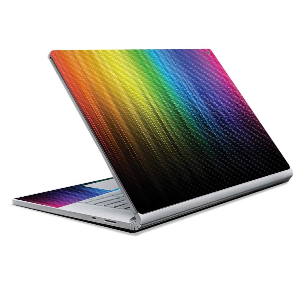 MightySkins Carbon Fiber Skin for Microsoft Surface Book 2 13" (2017) - Rainbow Streaks,Protective, Durable Textured Carbon Fiber Finish,Easy to Apply, Remove, and Change Styles,