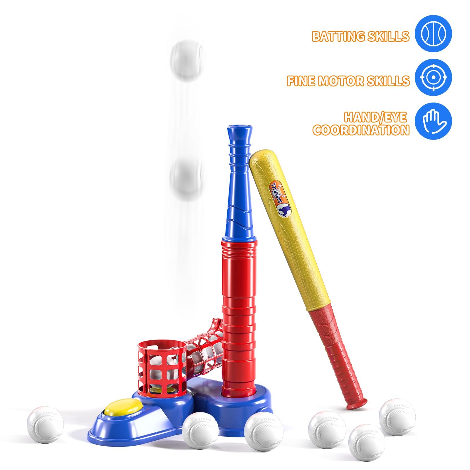 Amazon.com: TEMI 2 in 1 Tee Ball Set for Kids 3-8, Kids Baseball T 