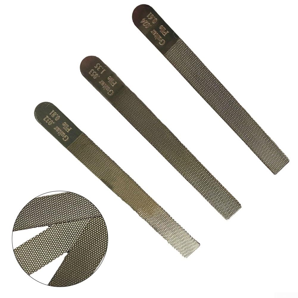 Juego de 3 limas de tuerca de guitarra, kit de reparación de guitarra de acero inoxidable, kit de reparación de limas de traste de guitarra para la mayoría de guitarristas, luthiers, bajistas